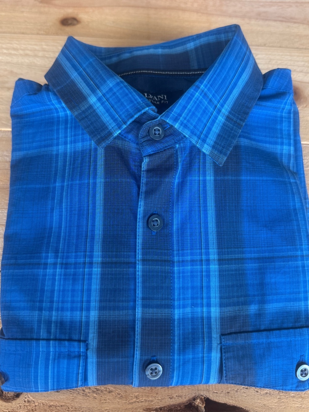 Alfani Men's Electric Blue Plaid Button-Down Shirt size S